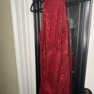Red Sequin Sleeveless Dress